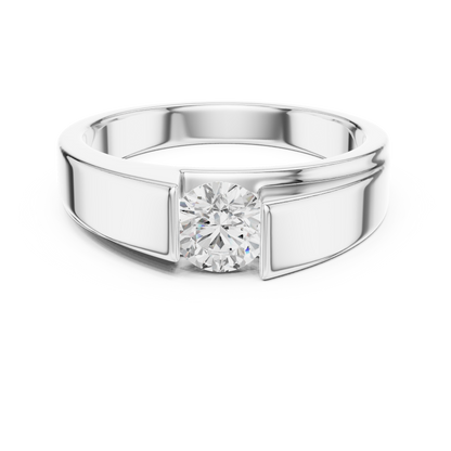 Men’s Modern Channel-Set Solitaire Ring | Sleek Tension Style