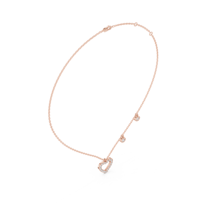 Heart Diamond Pendant Necklace with Dangling Accents – Rose Gold