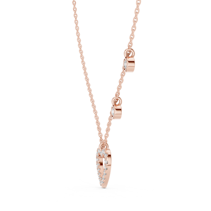 Heart Diamond Pendant Necklace with Dangling Accents – Rose Gold
