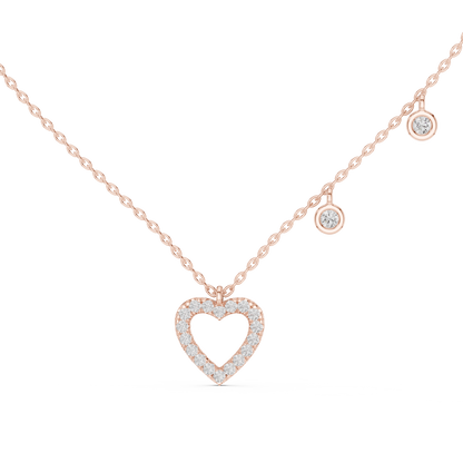 Heart Diamond Pendant Necklace with Dangling Accents – Rose Gold