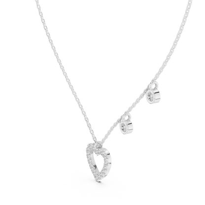 Heart Diamond Pendant Necklace with Dangling Accents – Rose Gold