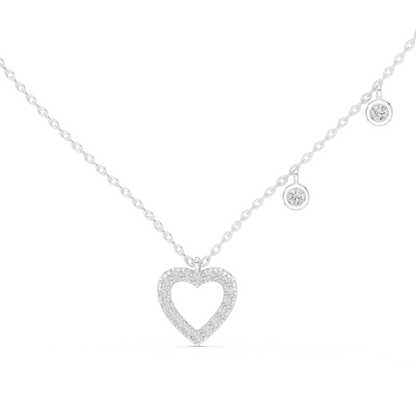 Heart Diamond Pendant Necklace with Dangling Accents – Rose Gold