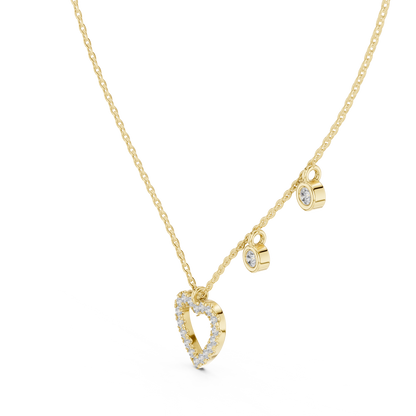 Heart Diamond Pendant Necklace with Dangling Accents – Rose Gold
