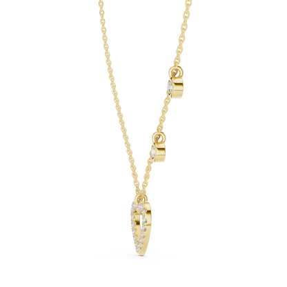 Heart Diamond Pendant Necklace with Dangling Accents – Rose Gold