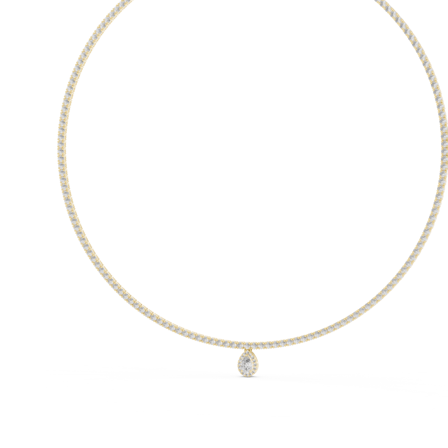 Double Line Diamond Necklace with Pear Drop Pendant – Rose Gold