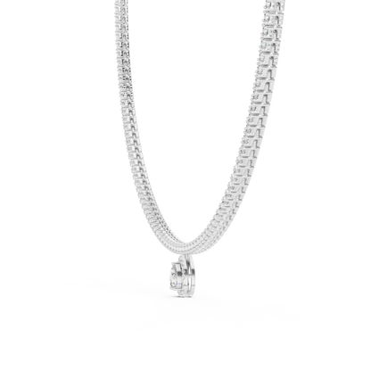 Double Line Diamond Necklace with Pear Drop Pendant – Rose Gold