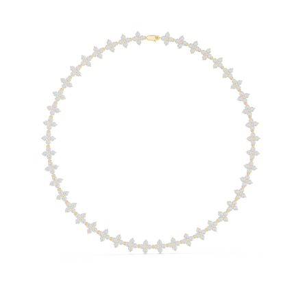 Floral Diamond Cluster Necklace – Yellow Gold