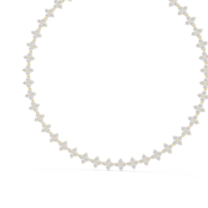 Floral Diamond Cluster Necklace – Yellow Gold