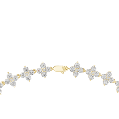 Floral Diamond Cluster Necklace – Yellow Gold