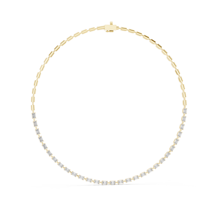 Princess-Cut Diamond Tennis Necklace – Yellow Gold
