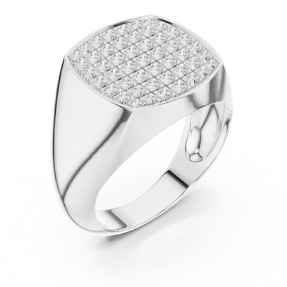 Men’s Diamond Pave Square Signet Ring | Bold & Refined
