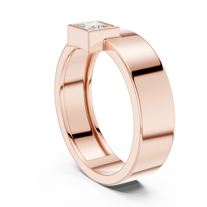 Men’s Bezel-Set Princess Cut Solitaire Ring | Modern Elegance