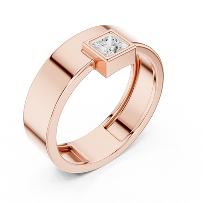 Men’s Bezel-Set Princess Cut Solitaire Ring | Modern Elegance
