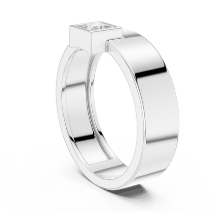 Men’s Bezel-Set Princess Cut Solitaire Ring | Modern Elegance