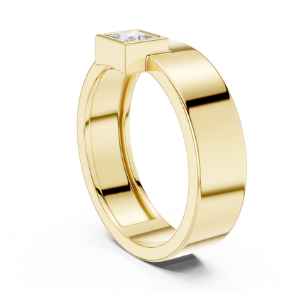 Men’s Bezel-Set Princess Cut Solitaire Ring | Modern Elegance