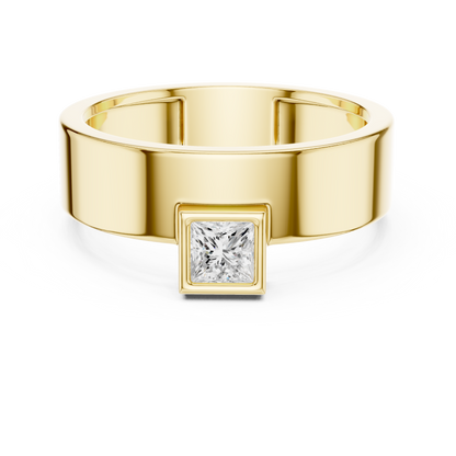 Men’s Bezel-Set Princess Cut Solitaire Ring | Modern Elegance