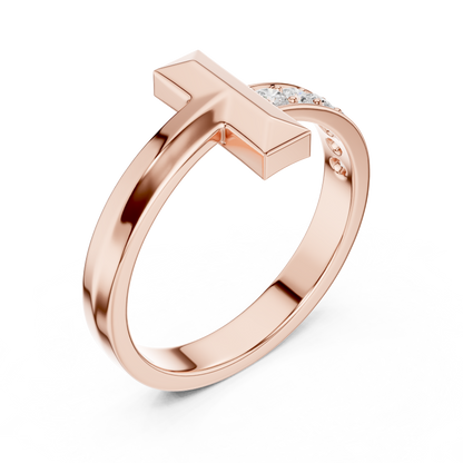 Men’s “T-Bar” Pavé Diamond Ring | Modern Signet Style