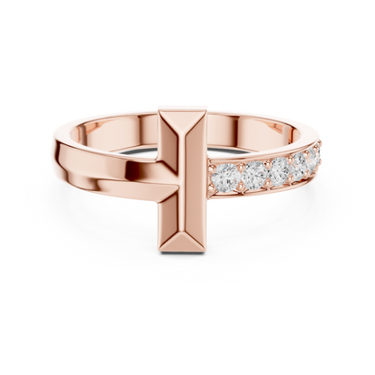 Men’s “T-Bar” Pavé Diamond Ring | Modern Signet Style