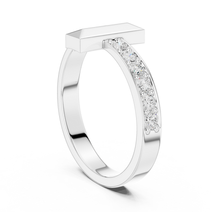Men’s “T-Bar” Pavé Diamond Ring | Modern Signet Style