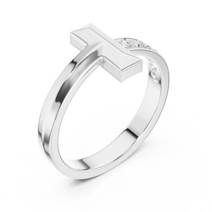 Men’s “T-Bar” Pavé Diamond Ring | Modern Signet Style