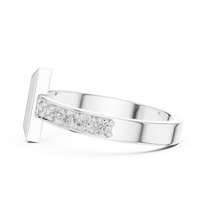 Men’s “T-Bar” Pavé Diamond Ring | Modern Signet Style