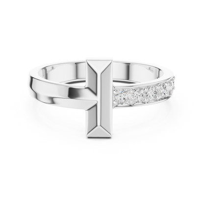 Men’s “T-Bar” Pavé Diamond Ring | Modern Signet Style