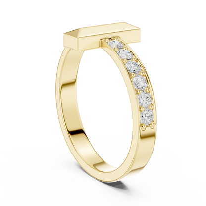 Men’s “T-Bar” Pavé Diamond Ring | Modern Signet Style