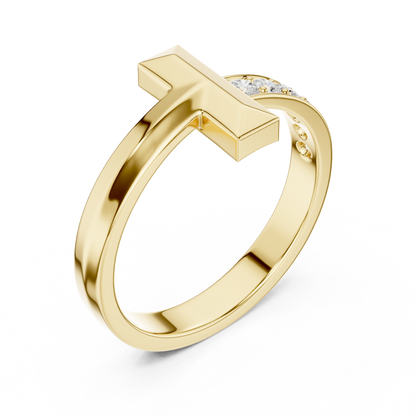 Men’s “T-Bar” Pavé Diamond Ring | Modern Signet Style