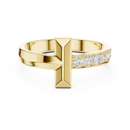Men’s “T-Bar” Pavé Diamond Ring | Modern Signet Style