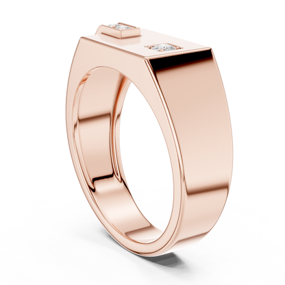 Men’s Rose Gold Diamond Channel Ring | Angular Modern Design