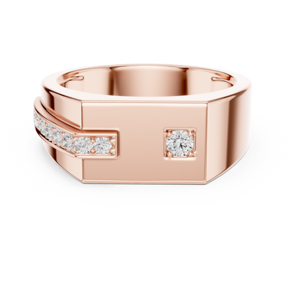 Men’s Rose Gold Diamond Channel Ring | Angular Modern Design