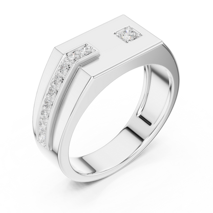 Men’s Rose Gold Diamond Channel Ring | Angular Modern Design