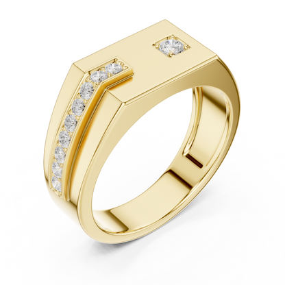Men’s Rose Gold Diamond Channel Ring | Angular Modern Design