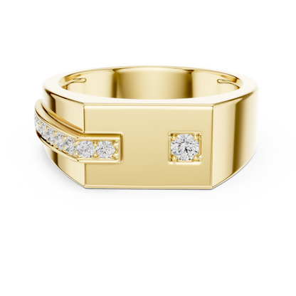 Men’s Rose Gold Diamond Channel Ring | Angular Modern Design