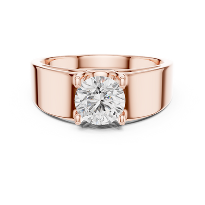 Men’s Solitaire Diamond Ring in Rose Gold | Classic with Bold Setting