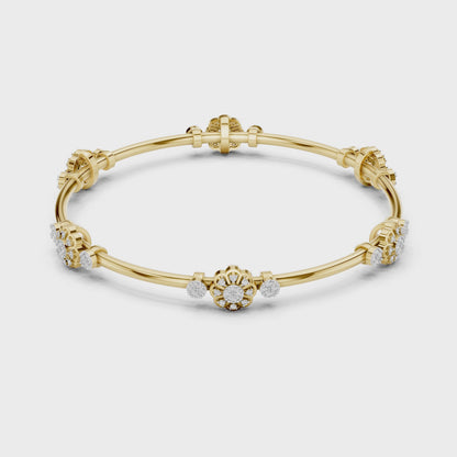 Floral Diamond Bangle Bracelet in Rose Gold | Available in Yellow Gold, Platinum & 925 Silver