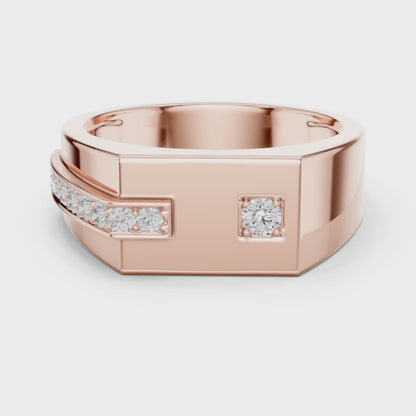 Men’s Rose Gold Diamond Channel Ring | Angular Modern Design