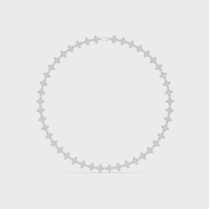 Floral Diamond Cluster Necklace – Yellow Gold