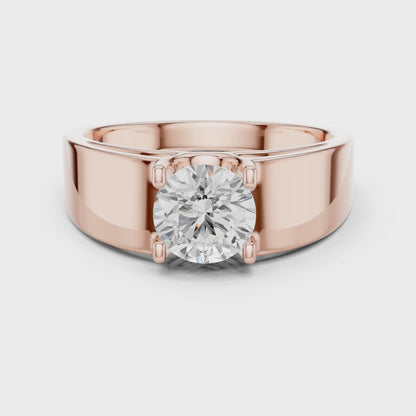 Men’s Solitaire Diamond Ring in Rose Gold | Classic with Bold Setting