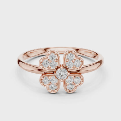 Clover Heart Diamond Ring in 925 Silver | Also in Rose Gold, Yellow Gold & Platinum