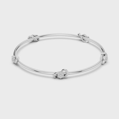 Diamond Knot Bangle Bracelet in Rose Gold | Also in Yellow Gold, Platinum & 925 Silver
