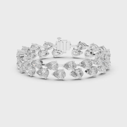 Pear & Round Diamond Cluster Bracelet in Rose Gold | Also in Yellow Gold, Platinum & 925 Silver