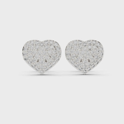 Pavé Diamond Heart Stud Earrings – Rose Gold