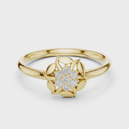Floral Petal Diamond Ring in Rose Gold | Available in Yellow Gold, Platinum & 925 Silver