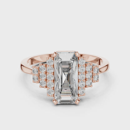 Art Deco Baguette Diamond Ring – Rose Gold