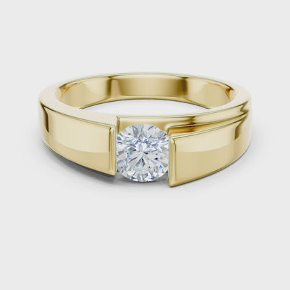 Men’s Modern Channel-Set Solitaire Ring | Sleek Tension Style