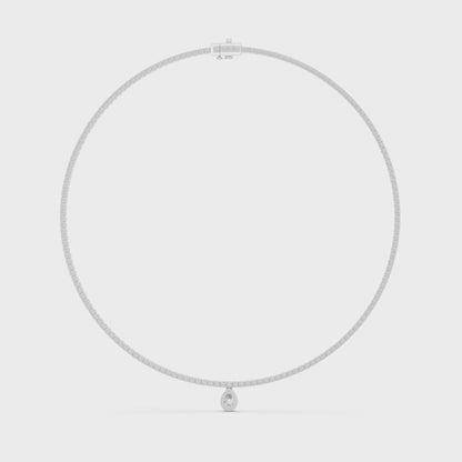 Double Line Diamond Necklace with Pear Drop Pendant – Rose Gold
