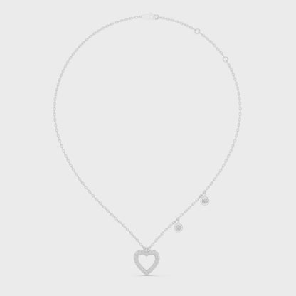 Heart Diamond Pendant Necklace with Dangling Accents – Rose Gold
