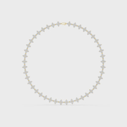 Floral Diamond Cluster Necklace – Yellow Gold