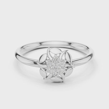 Floral Petal Diamond Ring in Rose Gold | Available in Yellow Gold, Platinum & 925 Silver